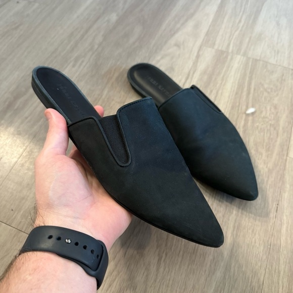 Jenni Kayne Shoes - Jenni Kayne Black Suede Pointed-Toe Mule Flats